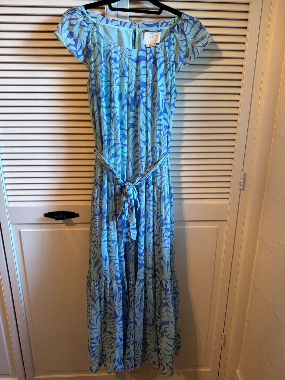Kate Spade New York Sea Ferns Printed Silk Chiffon Tiered Maxi Dress